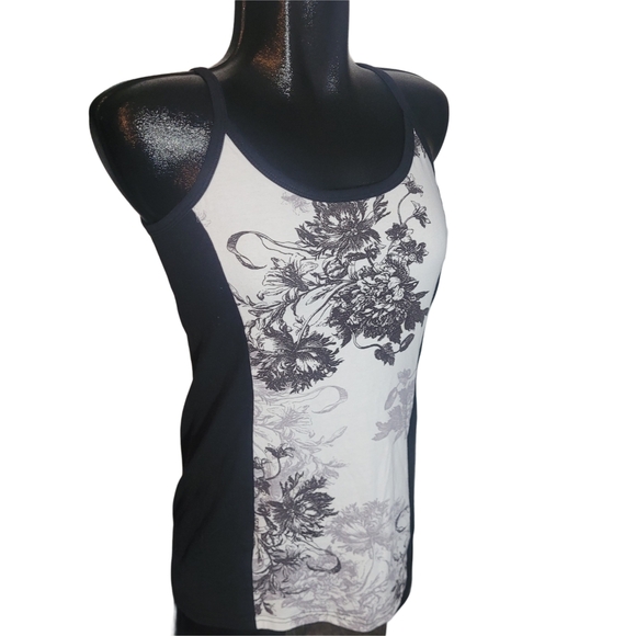 Kismet Floral Print Black And White Tank Top XL - Picture 2 of 5